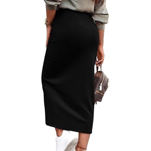 NEW Black Mid Length Pencil Skirt - Picture 2 of 6